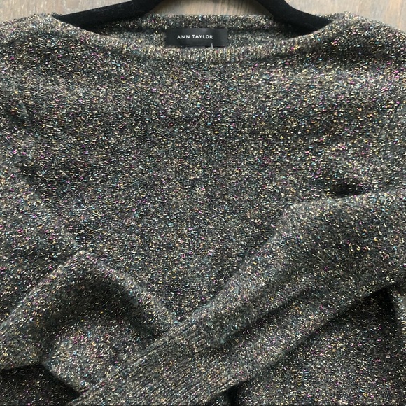 Ann Taylor Grey metallic sparkly sweater - Picture 2 of 7